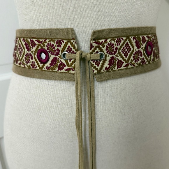 Unbranded Accessories - Unbranded Fringe Tie Tapestry Belt Boho Embroidered Mirror Western Festival